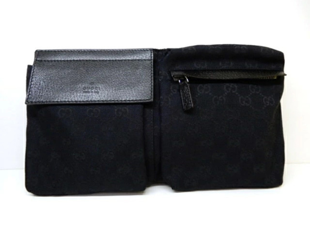 Gucci Waist Belt Crossbody bag GG canvas calfskin black